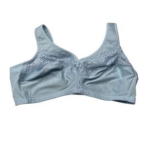 NWOT Glamorise Blue Lace Detail Full-Coverage Bra 38D wireless wire free